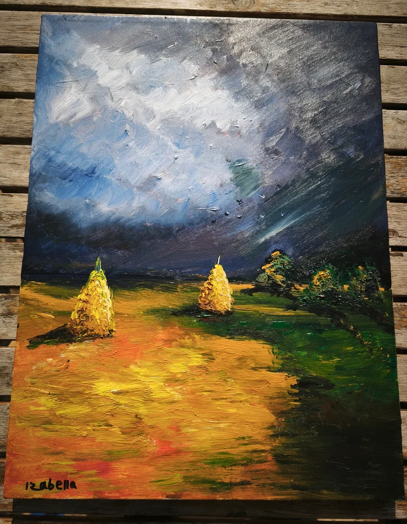 თივის ზვინები ქარიშხლისას